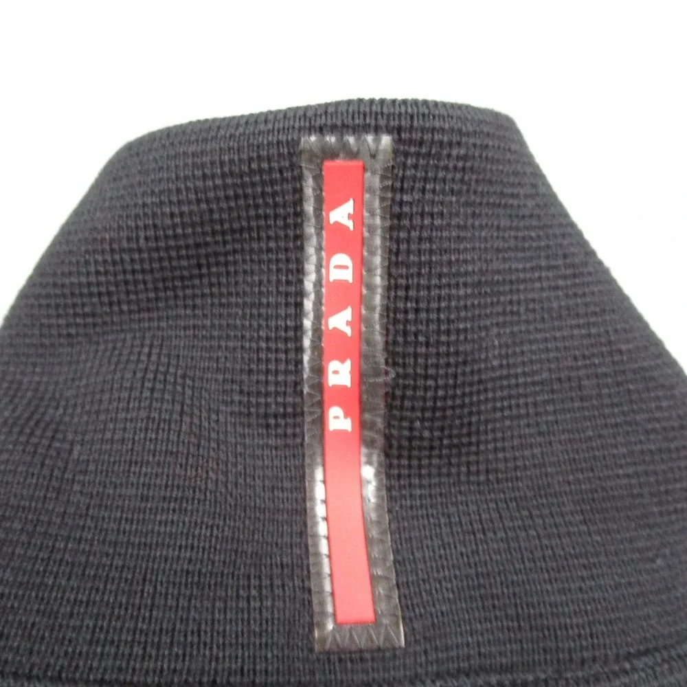 Prada Milano Men Black Full Zip Wool Sweater Nylon Panel Cardigan Size 48 SMC382